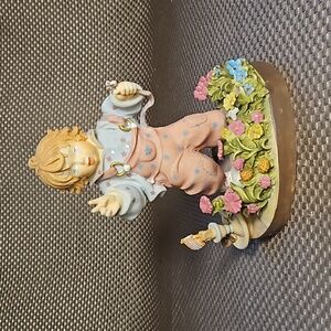 Dolfi Lisi Martin Boy Flowers Overalls Figurine Hand Painted Signed